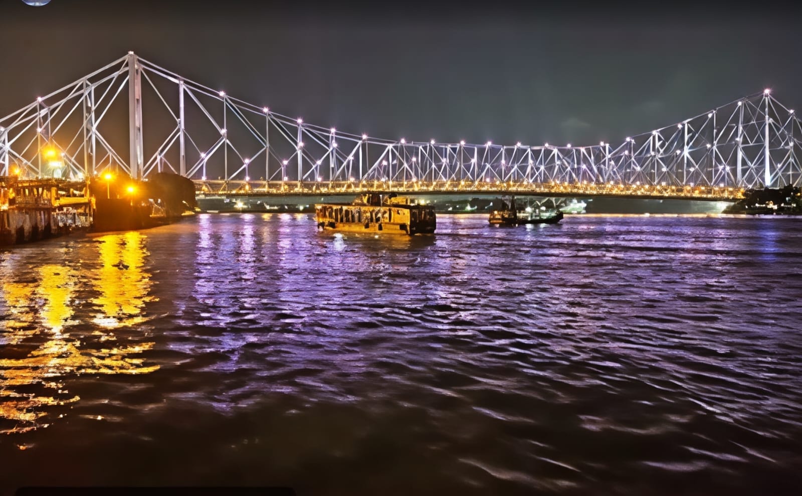 Night river cruise view in Kolkata