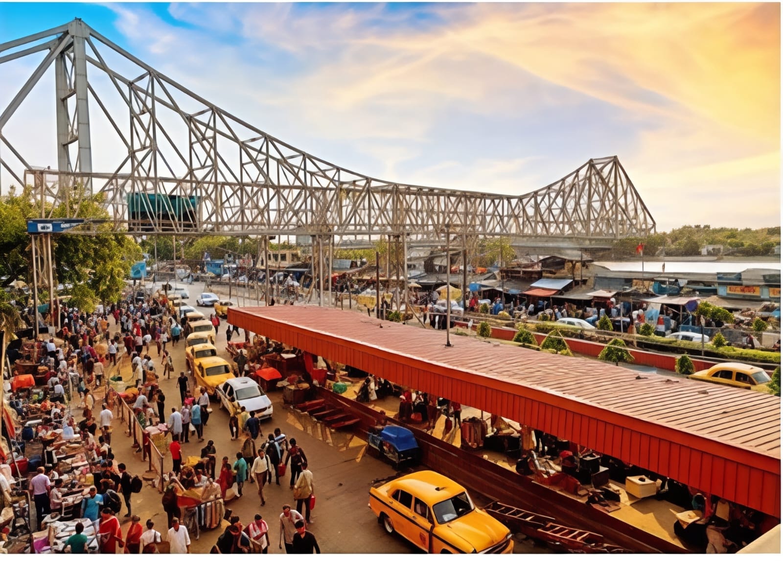 Howrah Bridge market view Kolkata