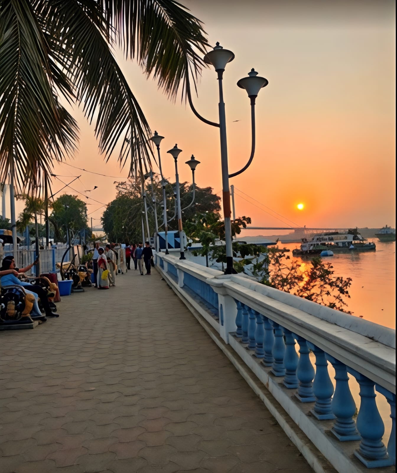 Sunset riverside walk in Kolkata